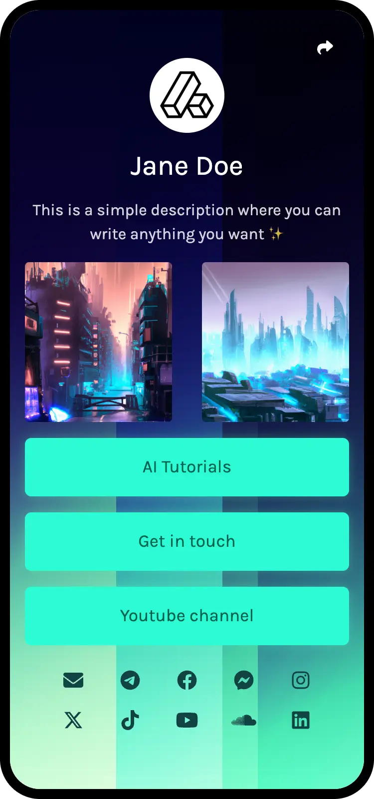 Screenshot contoh halaman biolink